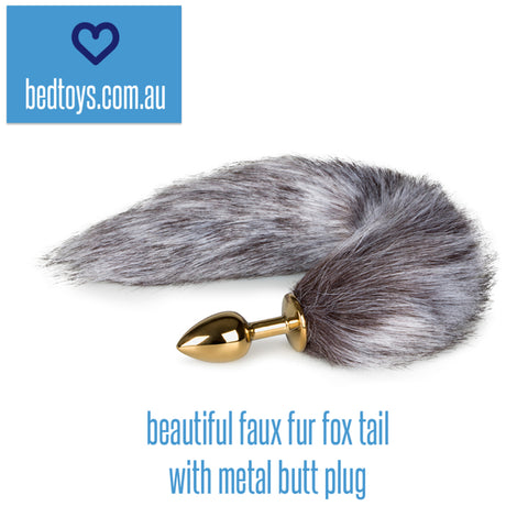 Easy Toys 42cm faux fur fox tail with metal butt plug