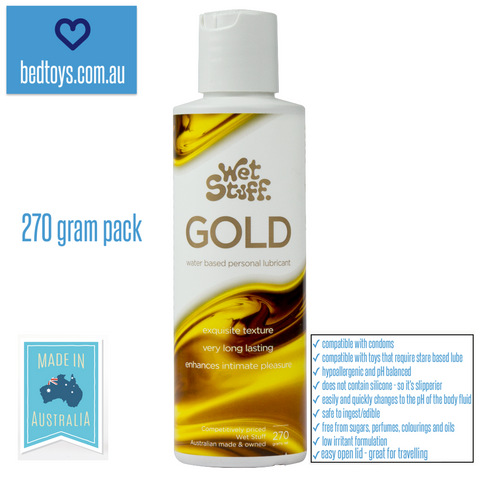Wet Stuff GOLD 270g water based lube - tube with "one hand use" lid